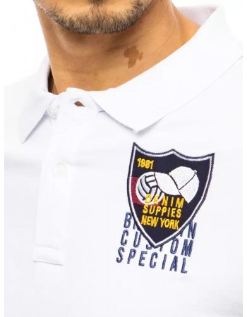 Koszulka polo z haftem biała Dstreet PX0392