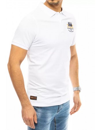 Koszulka polo z haftem biała Dstreet PX0416