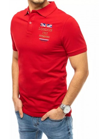 Koszulka polo z haftem czerwona Dstreet PX0432