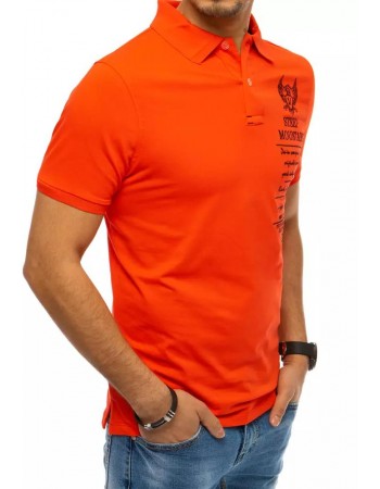 Koszulka męska polo z haftem koralowo-czerwony Dstreet PX0477