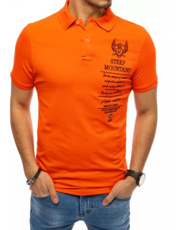 Koszulka męska polo z haftem pomarańczowa Dstreet PX0479