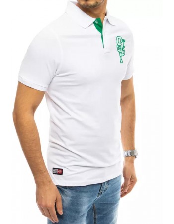 Koszulka męska polo z haftem biała Dstreet PX0439