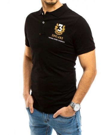 Koszulka polo z haftem czarna Dstreet PX0359