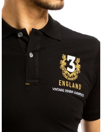 Koszulka polo z haftem czarna Dstreet PX0359