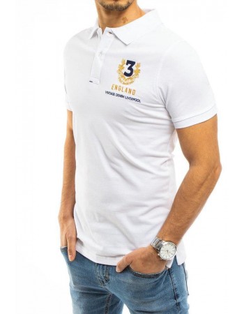 Koszulka polo z haftem biała Dstreet PX0360