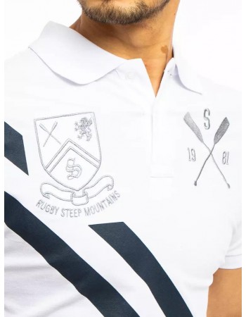 Koszulka polo z haftem biała Dstreet PX0362