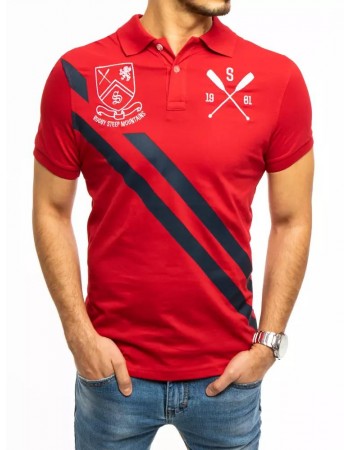 Koszulka polo z haftem czerwona Dstreet PX0366