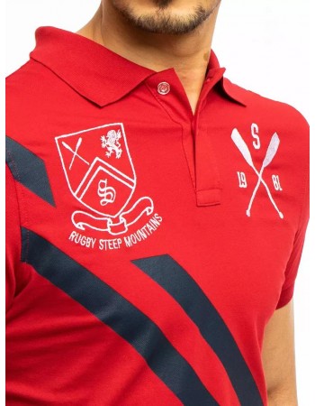 Koszulka polo z haftem czerwona Dstreet PX0366