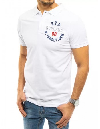 Koszulka polo z haftem biała Dstreet PX0419