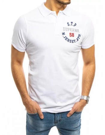 Koszulka polo z haftem biała Dstreet PX0419
