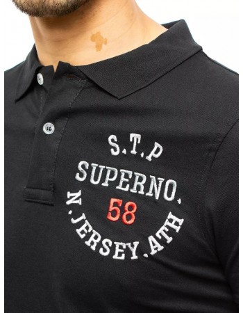 Koszulka polo z haftem czarna Dstreet PX0421