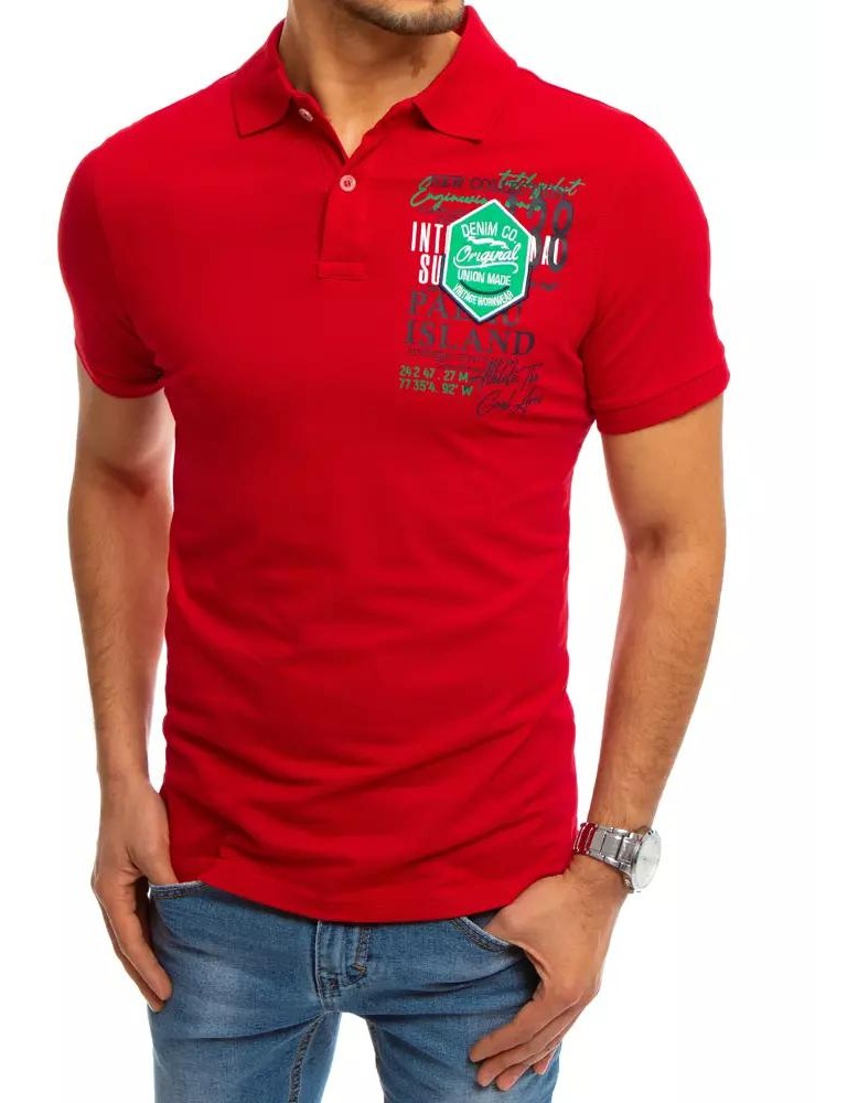 Koszulka polo z nadrukiem czerwona Dstreet PX0367