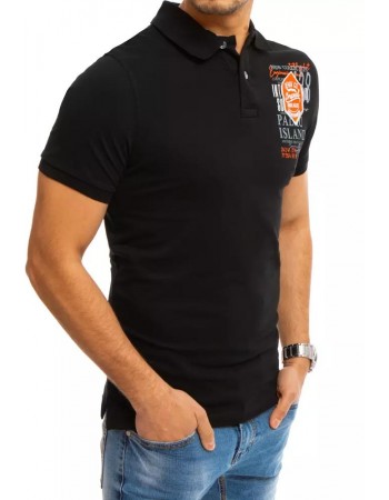 Koszulka polo z nadrukiem czarna Dstreet PX0371