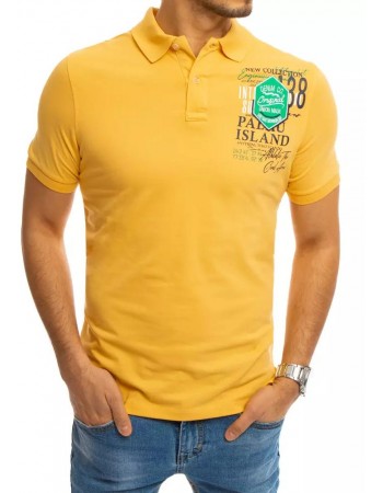 Koszulka polo z nadrukiem żółta Dstreet PX0372