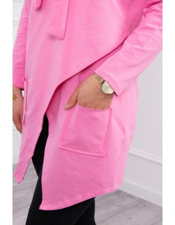 Tunika s prednou obálkou Oversize svetlo ružová, Ružový / Bystrý