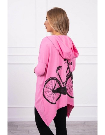 Mikina s potlačou na bicykli svetlo ružová, Ružový / Bystrý
