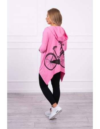 Mikina s potlačou na bicykli svetlo ružová, Ružový / Bystrý