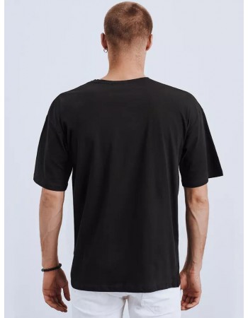 T-shirt męski z nadrukiem i naszywkami czarny Dstreet RX4608