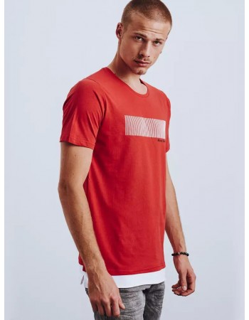 T-shirt męski z nadrukiem czerwony Dstreet RX4651