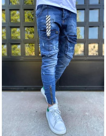 Spodnie męskie jeansowe typu bojówki Dstreet UX3295