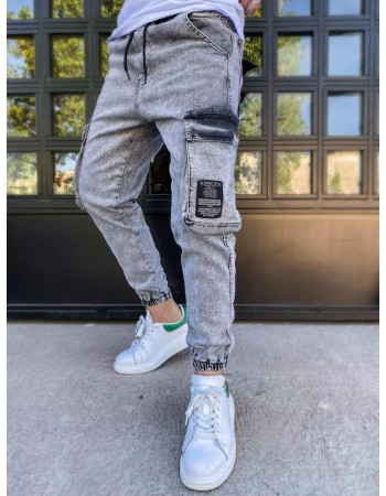Spodnie męskie jeansowe typu bojówki jasnoszare Dstreet UX3309