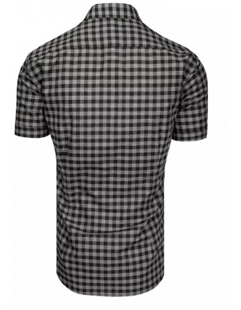 Czarno-szara koszula męska z krótkim rękawem w kratkę Dstreet KX0958