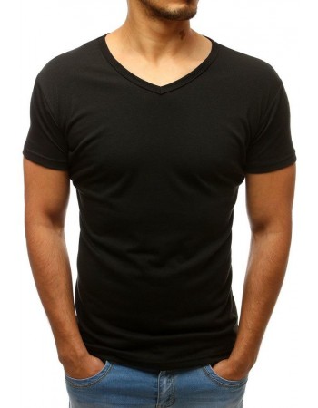 T-shirt męski bez nadruku w serek czarny Dstreet RX2579