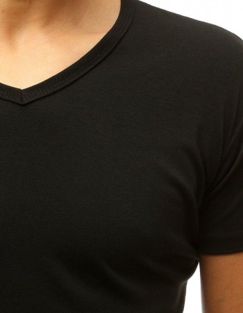 T-shirt męski bez nadruku w serek czarny Dstreet RX2579