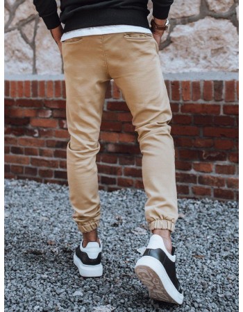 Spodnie męskie dresowe typu jogger beżowe Dstreet UX3301
