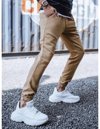Spodnie męskie dresowe typu jogger kamelowe Dstreet UX3304