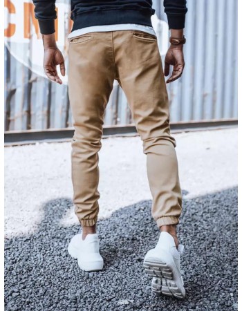 Spodnie męskie dresowe typu jogger kamelowe Dstreet UX3304