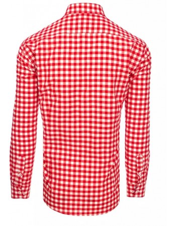 Koszula męska w kratkę biało-czerwoną Dstreet DX2120