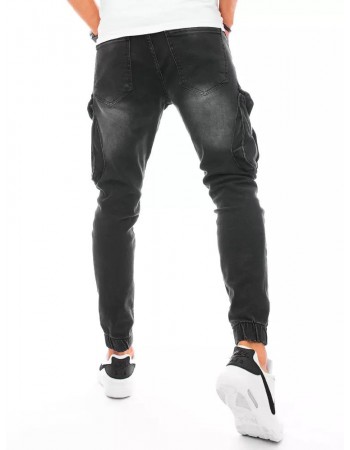 Pánské nákladní kalhoty džínové černé Dstreet UX3254