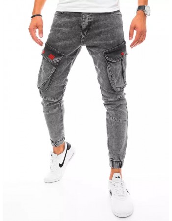 Pánské nákladní kalhoty džínové světle šedé Dstreet UX3255