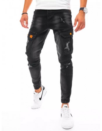 Pánské nákladní kalhoty džínové černé Dstreet UX3256