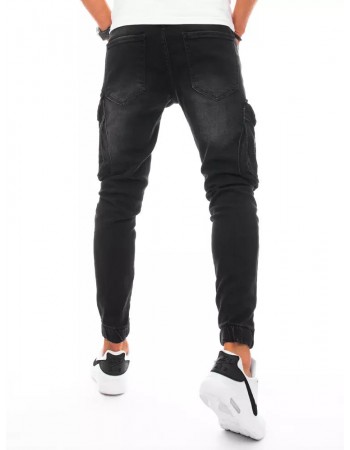 Pánské nákladní kalhoty džínové černé Dstreet UX3256