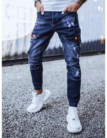 Pánské nákladní kalhoty džínové tmavě modré Dstreet UX3262
