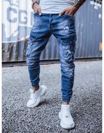 Pánské nákladní kalhoty džínové modré Dstreet UX3263
