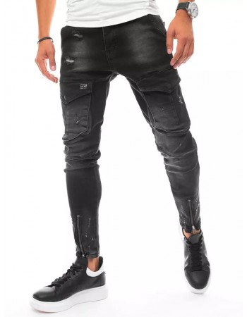 Pánské nákladní kalhoty džínové černé Dstreet UX3289