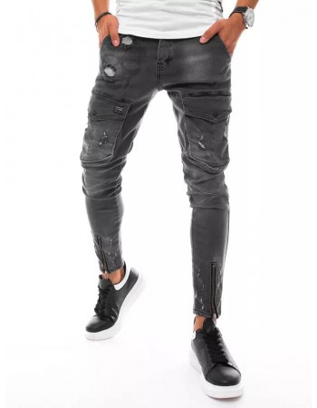 Pánské nákladní kalhoty džínové černé Dstreet UX3290