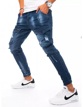 Pánské nákladní kalhoty džínové modré Dstreet UX3270