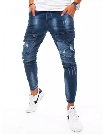 Pánské nákladní kalhoty džínové modré Dstreet UX3270
