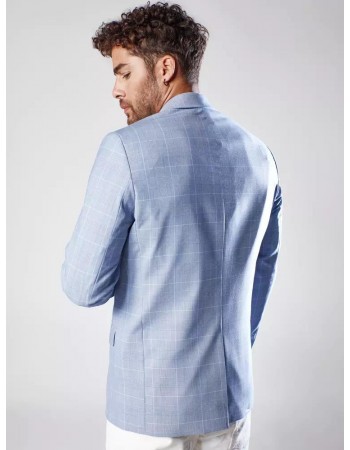 Pánské sako kostkované modré Dstreet MX0565