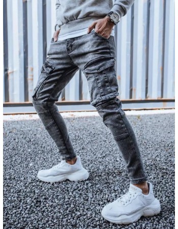 Pánské nákladní kalhoty džínové tmavě šedé Dstreet UX3260
