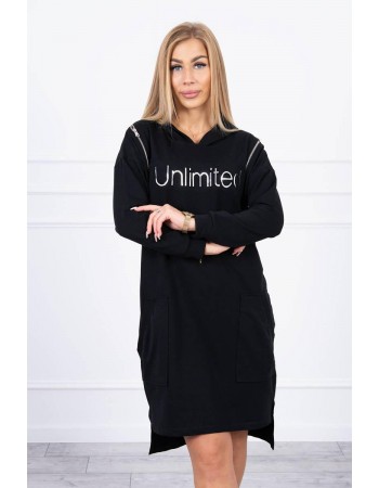 Šaty s nápisom unlimited čierna, Čierna