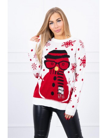 Vianočný sveter so snehuliakom ecru, Ecru