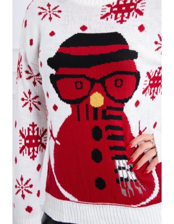 Vianočný sveter so snehuliakom ecru, Ecru