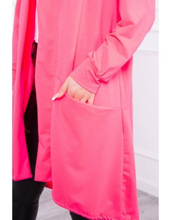 Kardigán s kapucňou oversize ružový neón, Ružový / Neon