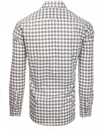 Pánská košile kostkovaná bílo-šedá Dstreet DX2114