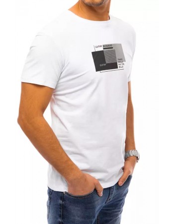 T-shirt męski z nadrukiem biały Dstreet RX4716